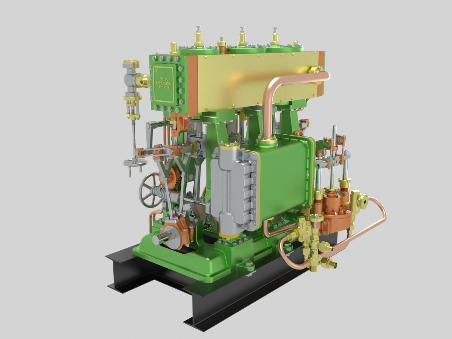 Triple expansion marine steam engine 3D model_3