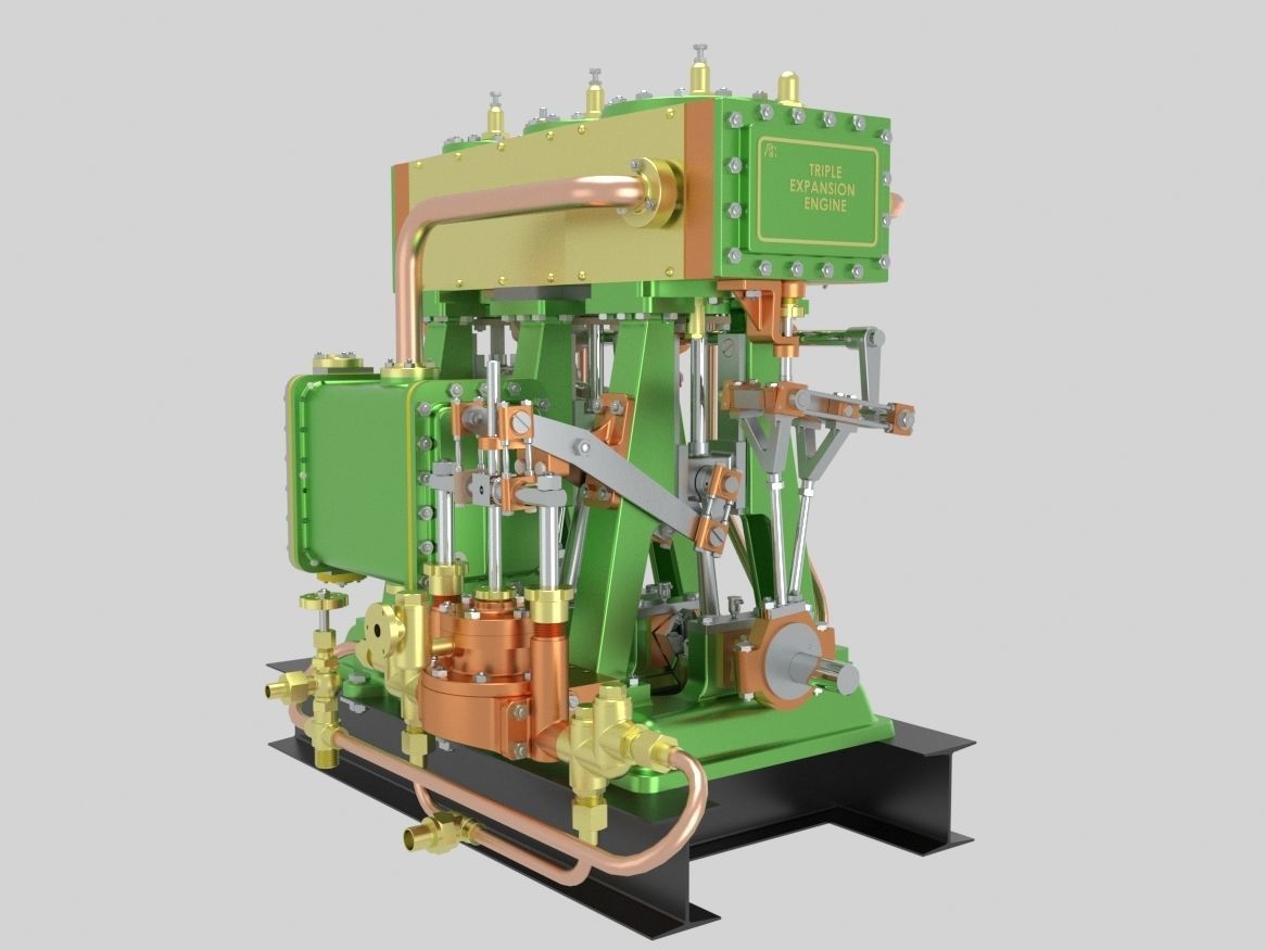 Triple expansion marine steam engine 3D model_5