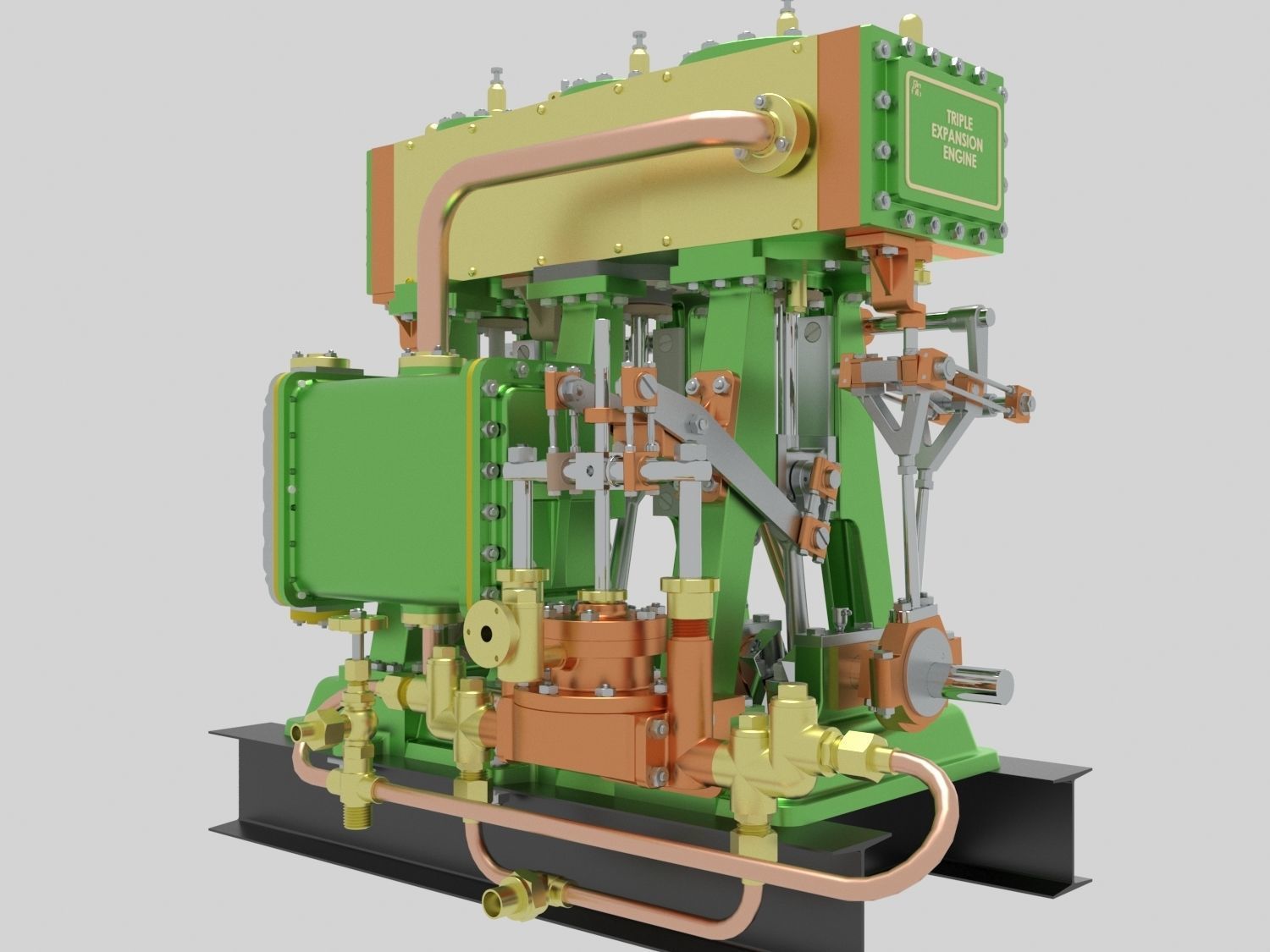 Triple expansion marine steam engine 3D model_1