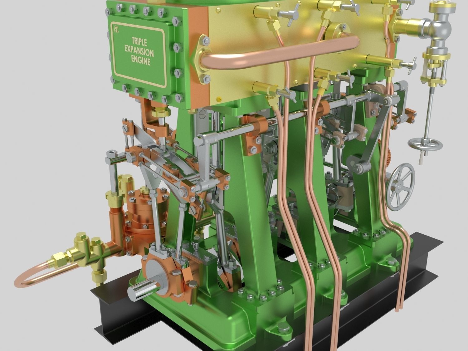 Triple expansion marine steam engine 3D model_8