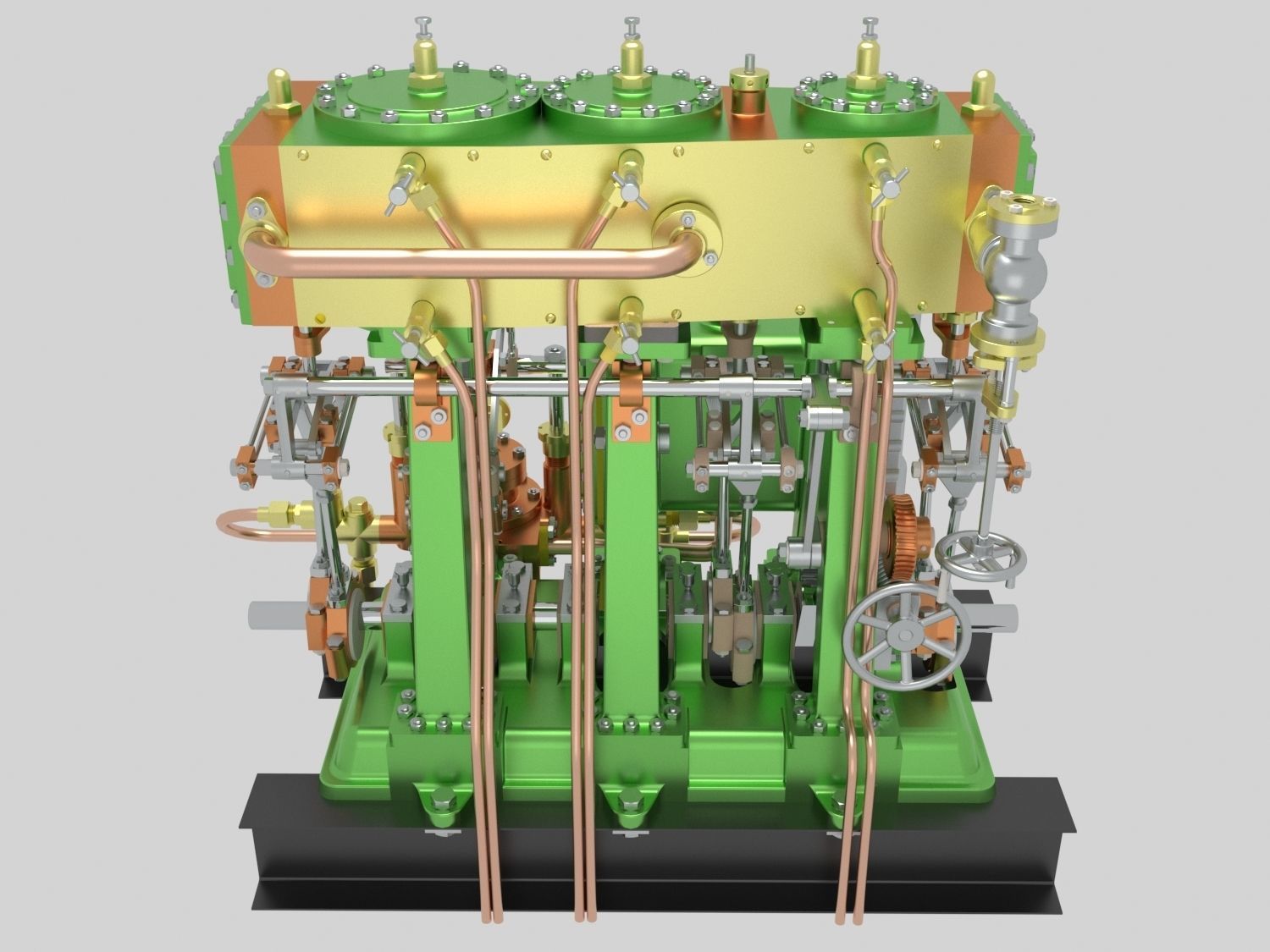 Triple expansion marine steam engine 3D model_6