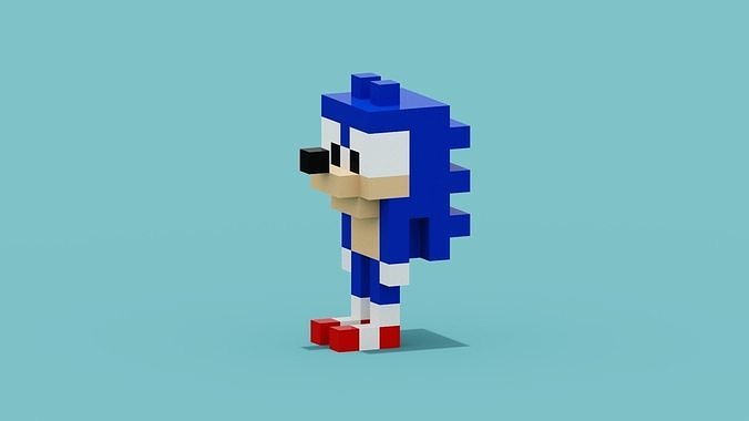 Voxel Sonic The Hedgehog Low-poly 3D model
