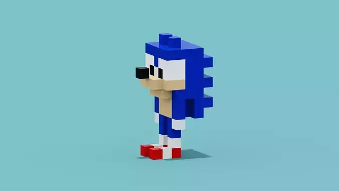 Voxel Sonic The Hedgehog Low-poly 3D model