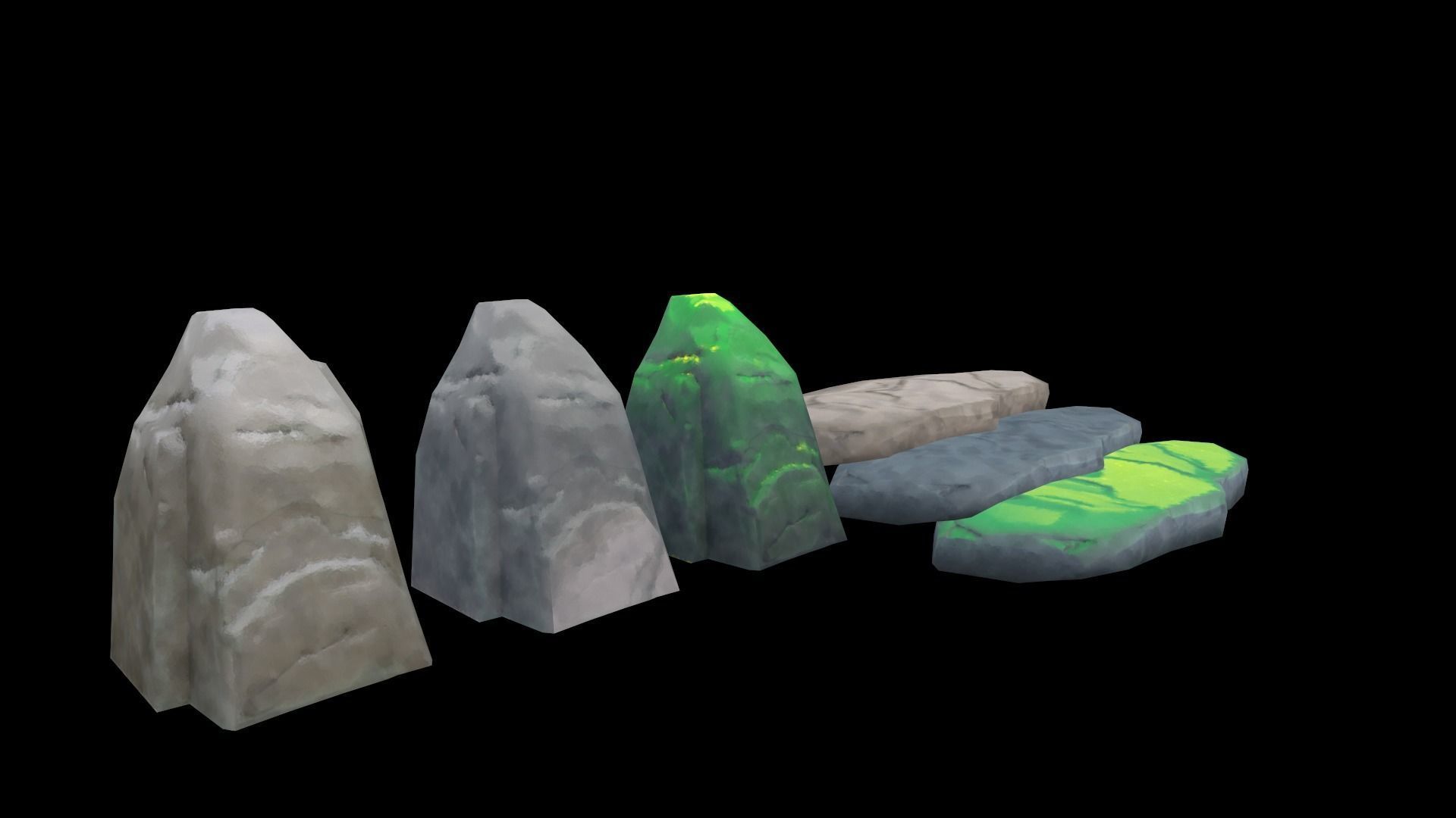 Stylized Ghibli Rocks 2 Low-poly 3D model_17