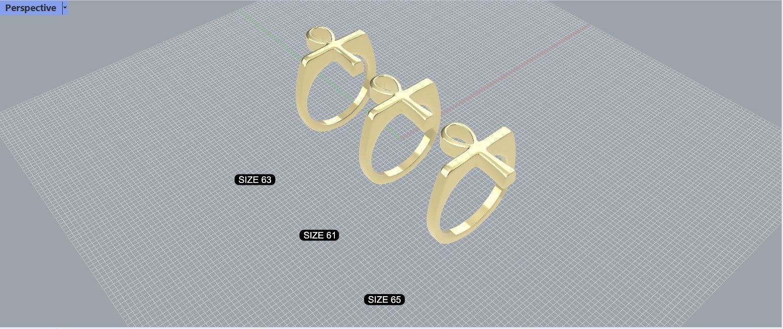 Men ring  antique Egyptian symbol ANKH  3D print model_7
