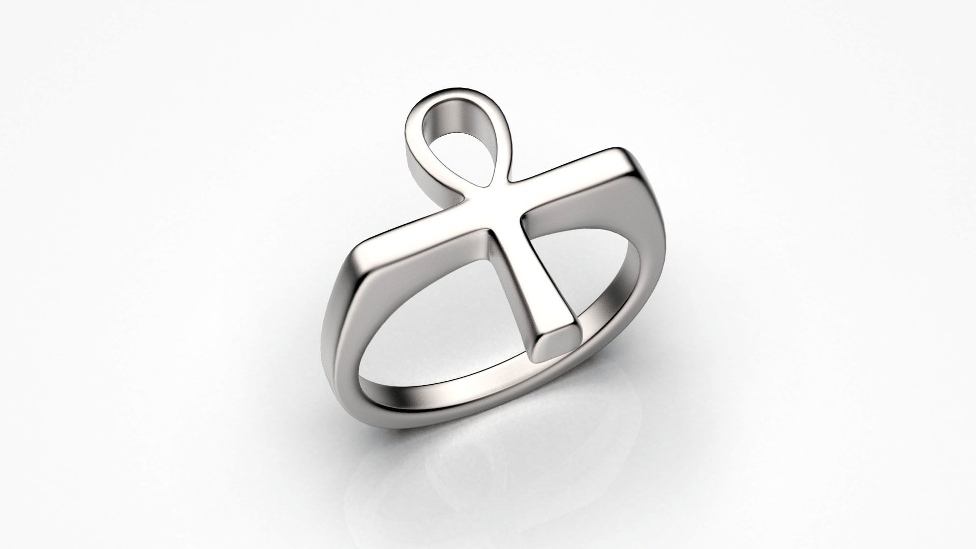 Men ring  antique Egyptian symbol ANKH  3D print model_1