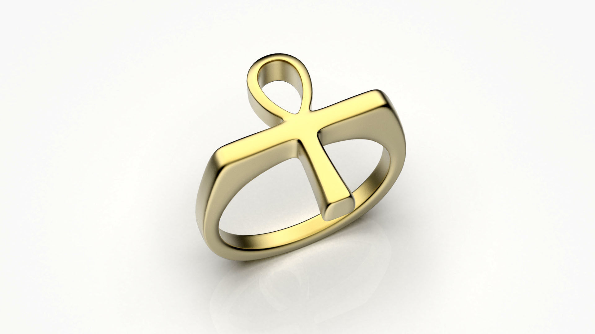 Men ring  antique Egyptian symbol ANKH  3D print model_2