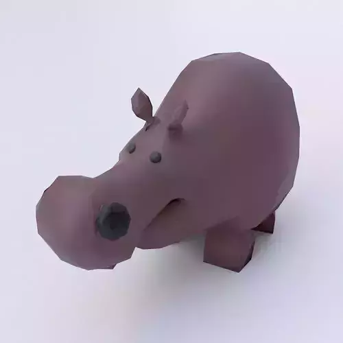 Hippopotamus cartoon 3d model 