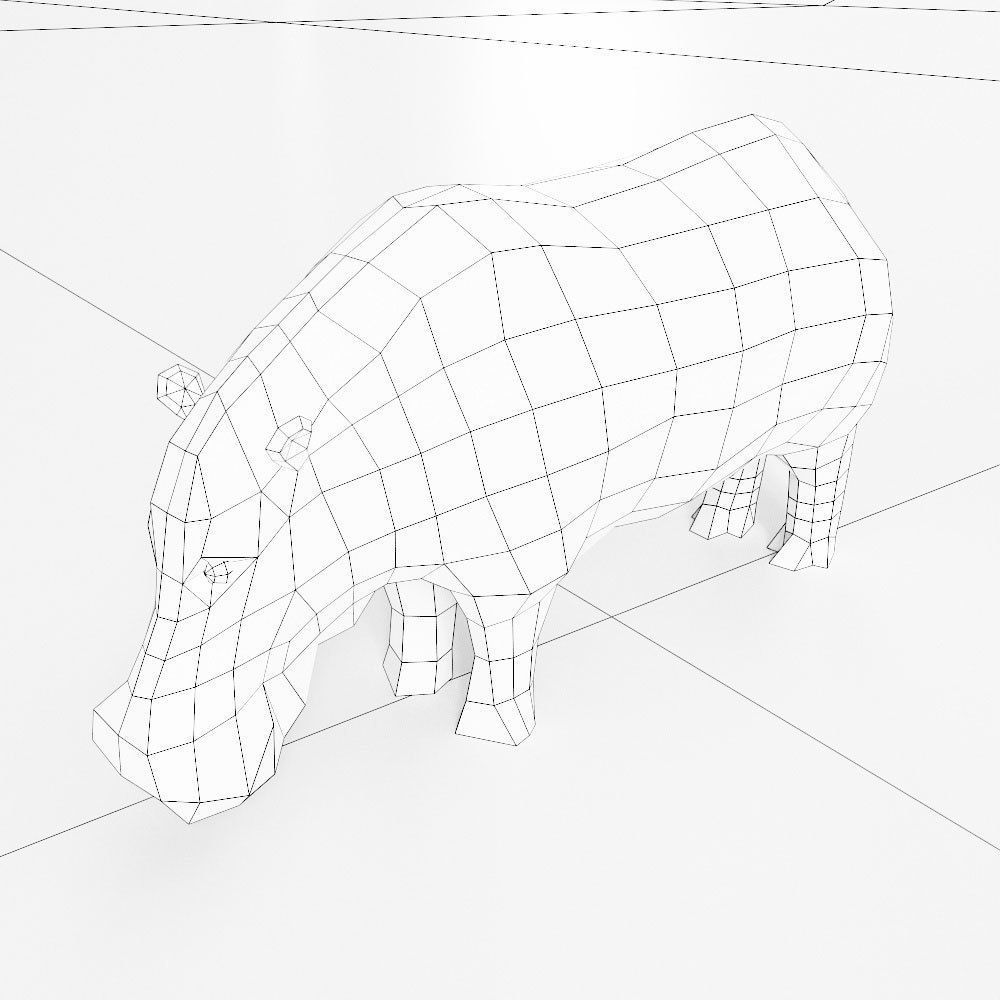 Hippopotamus 3d model Low-poly 3D model_3