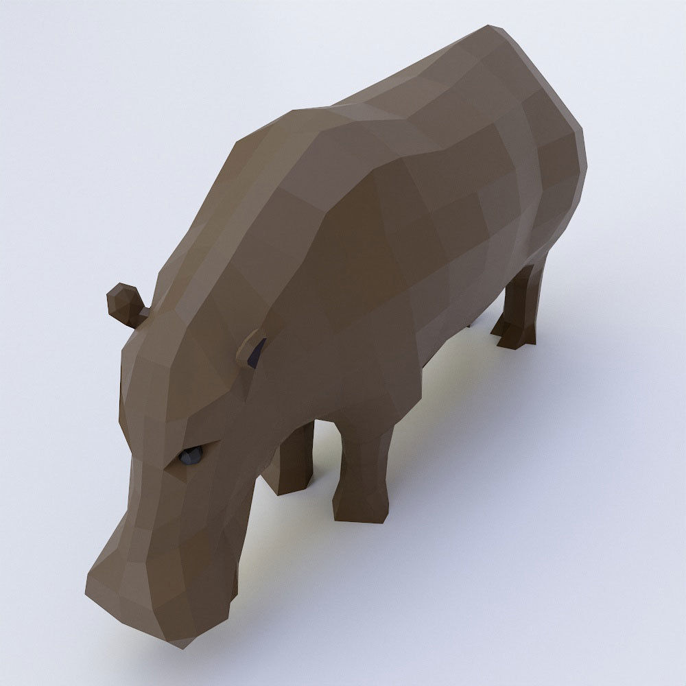 Hippopotamus 3d model Low-poly 3D model_1