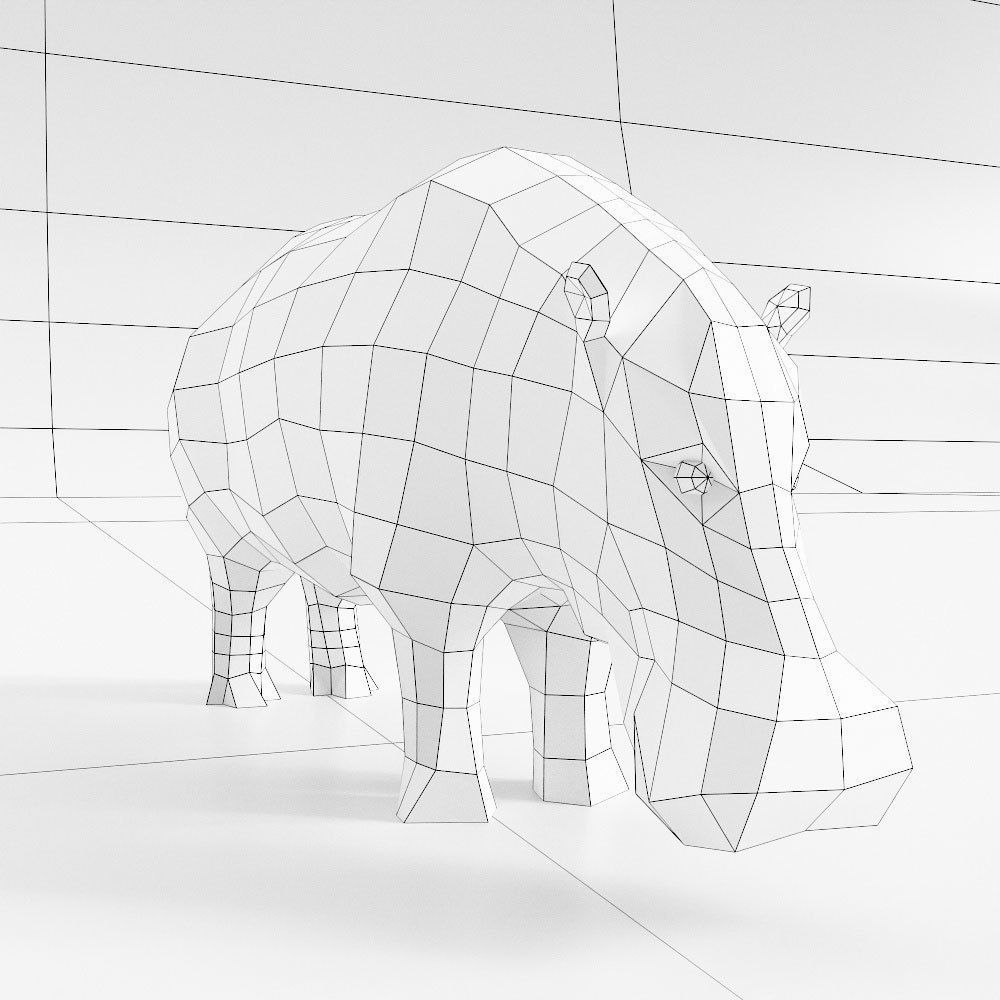 Hippopotamus 3d model Low-poly 3D model_5