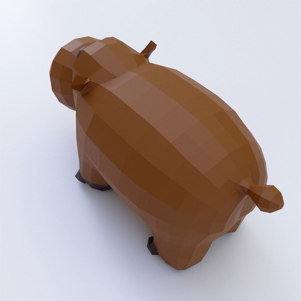 Hippopotamus 3d model polygonal hippo Low-poly 3D model_2