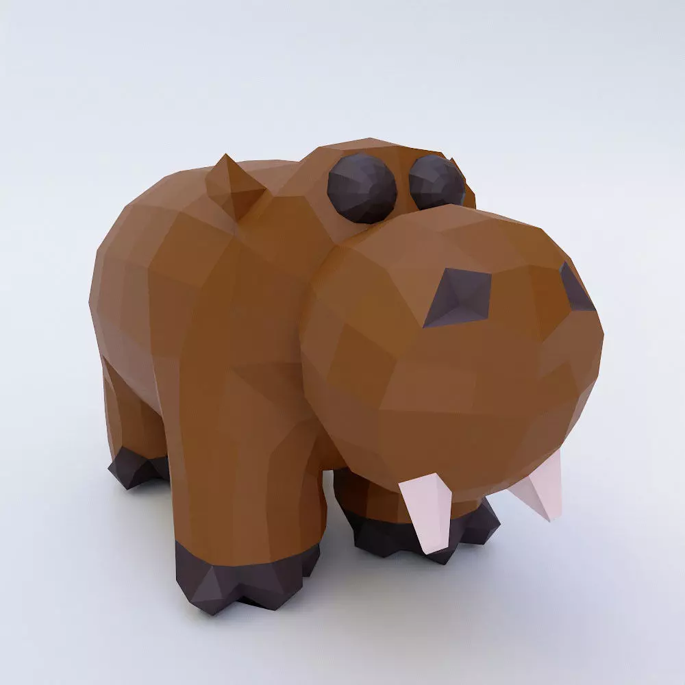 Hippopotamus 3d model polygonal hippo Low-poly 3D model_0