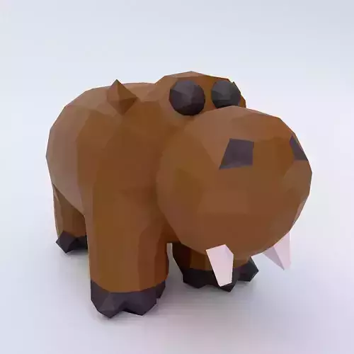 Hippopotamus 3d model polygonal hippo