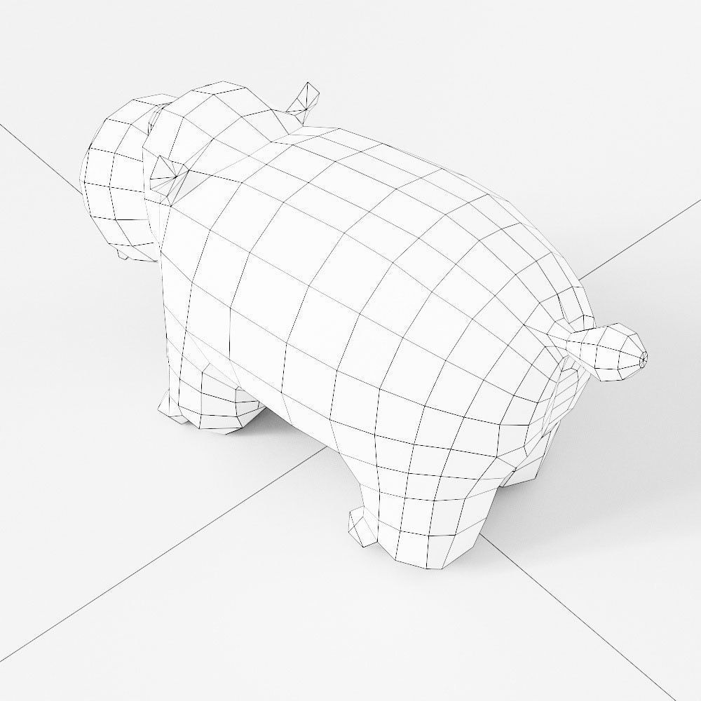 Hippopotamus 3d model polygonal hippo Low-poly 3D model_5