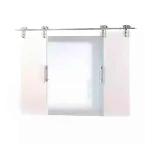 Modern White Door With Chrome Handles And Curtain Hanger