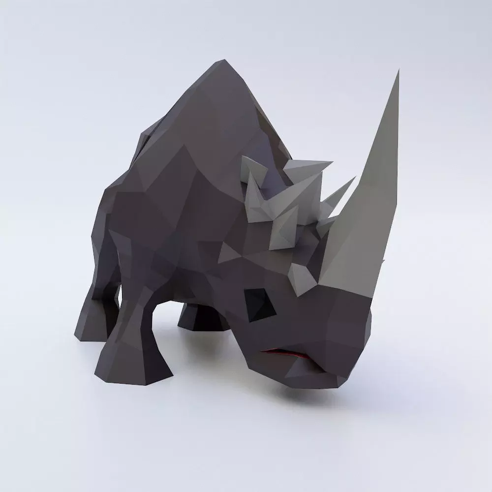 Rhino 3d model rhinoceros Low-poly 3D model_0