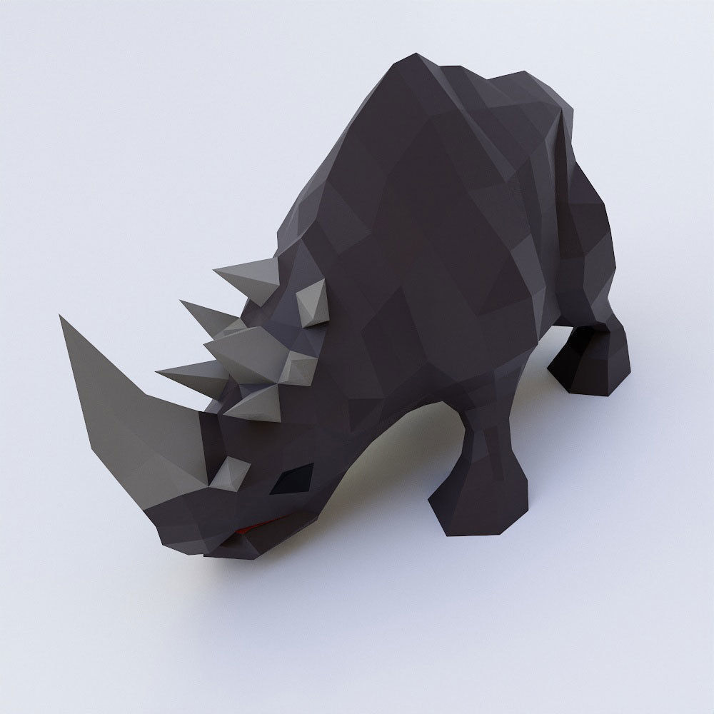Rhino 3d model rhinoceros Low-poly 3D model_1