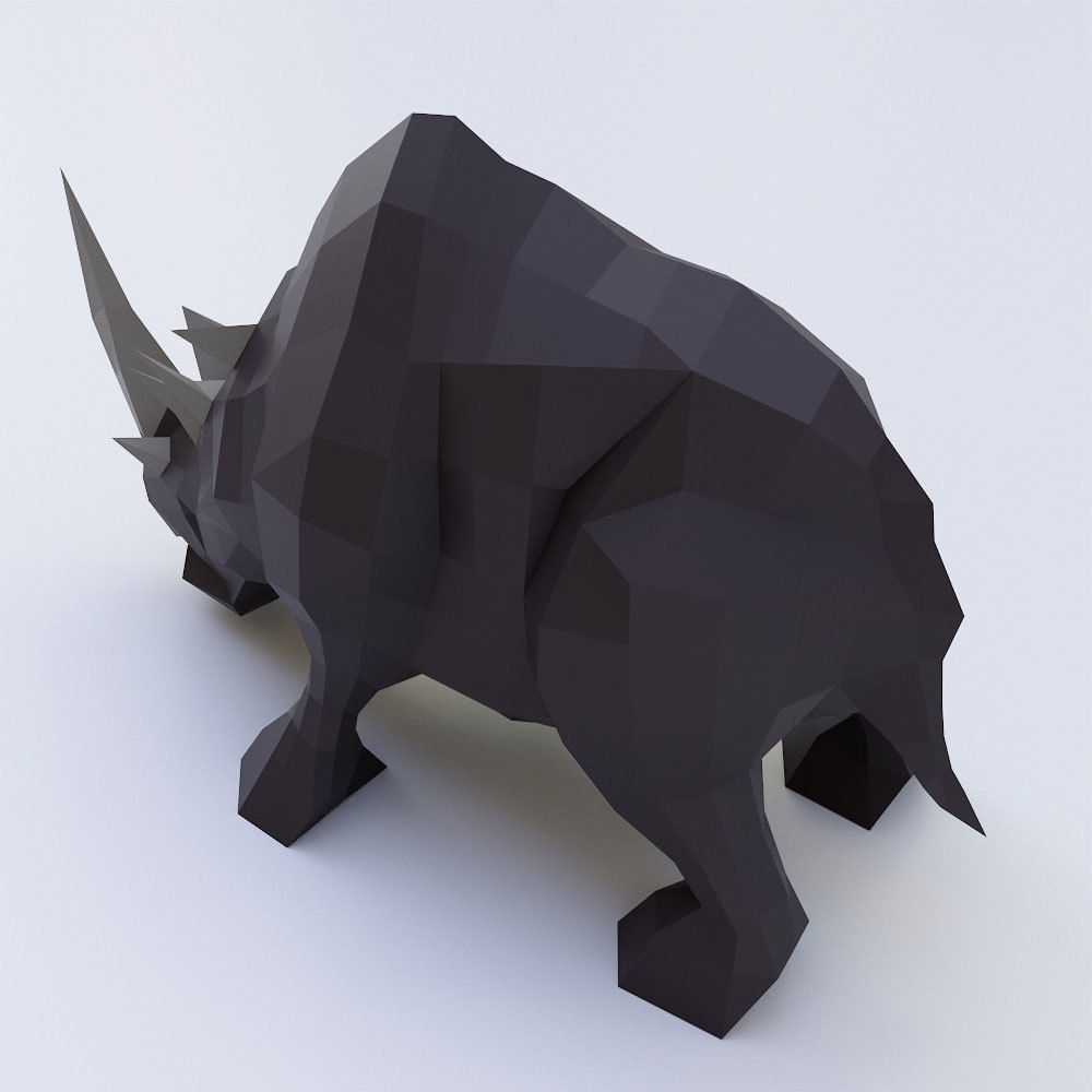 Rhino 3d model rhinoceros Low-poly 3D model_2