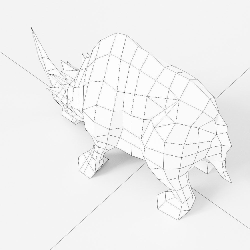 Rhino 3d model rhinoceros Low-poly 3D model_5