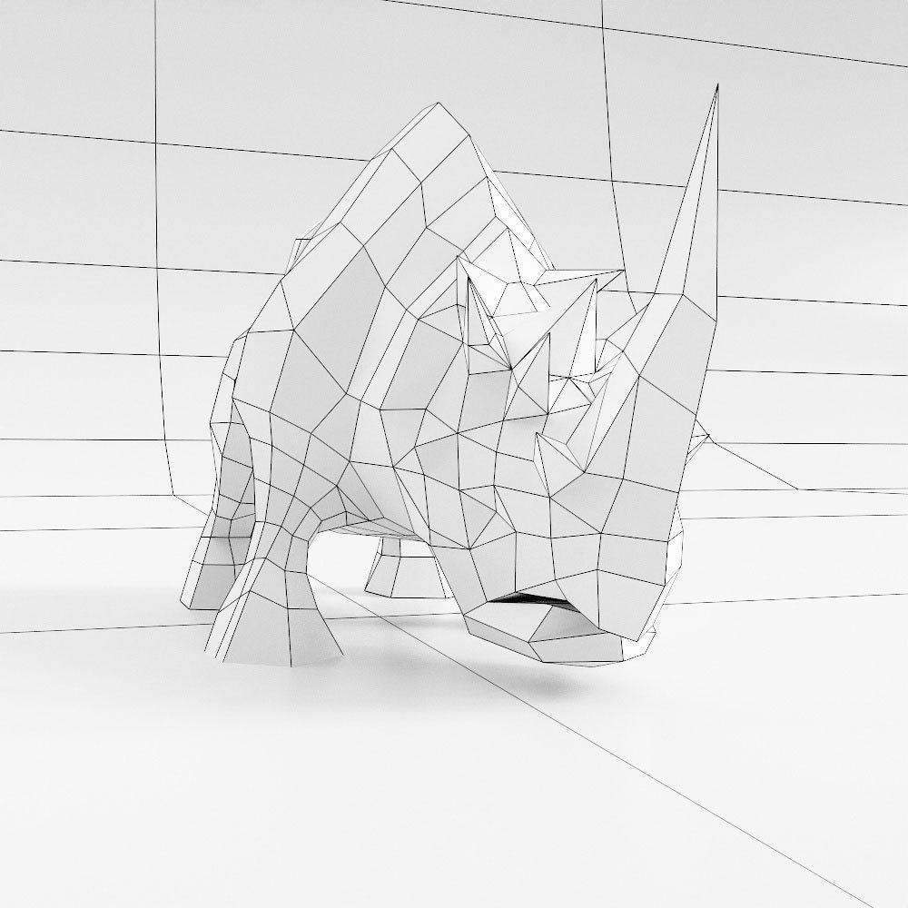 Rhino 3d model rhinoceros Low-poly 3D model_3
