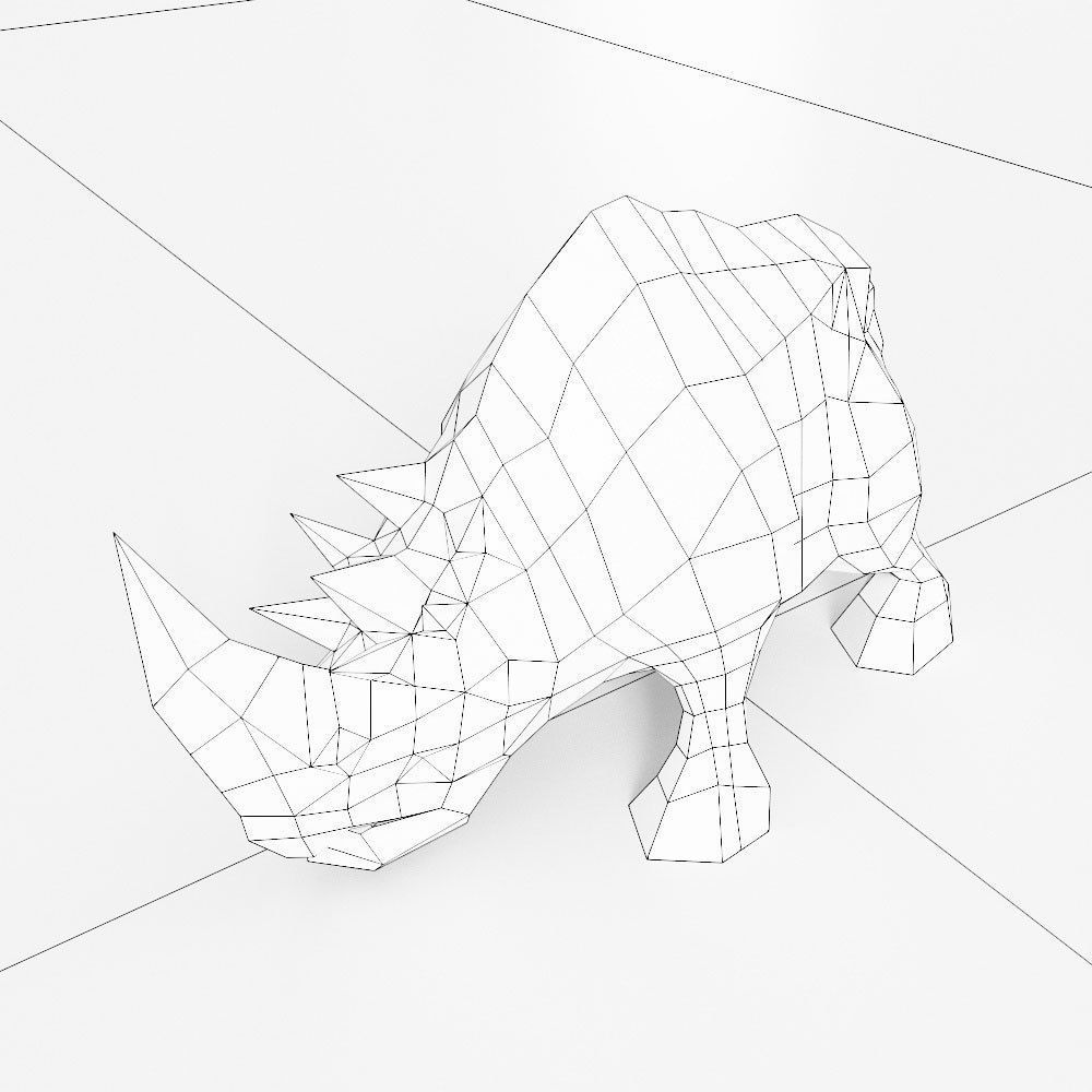 Rhino 3d model rhinoceros Low-poly 3D model_4