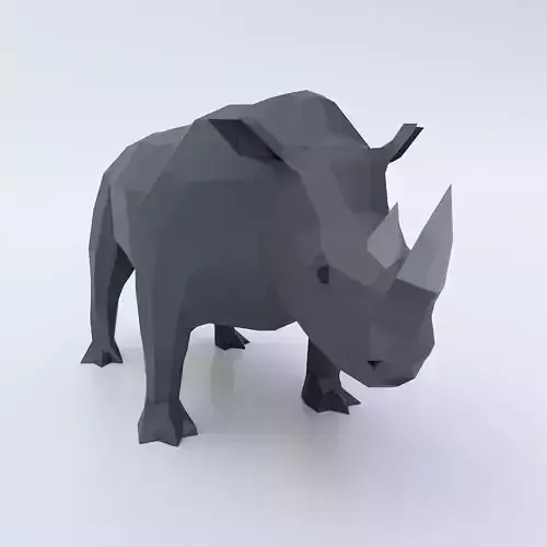 Rhino 3d model rhinoceros in low polygons