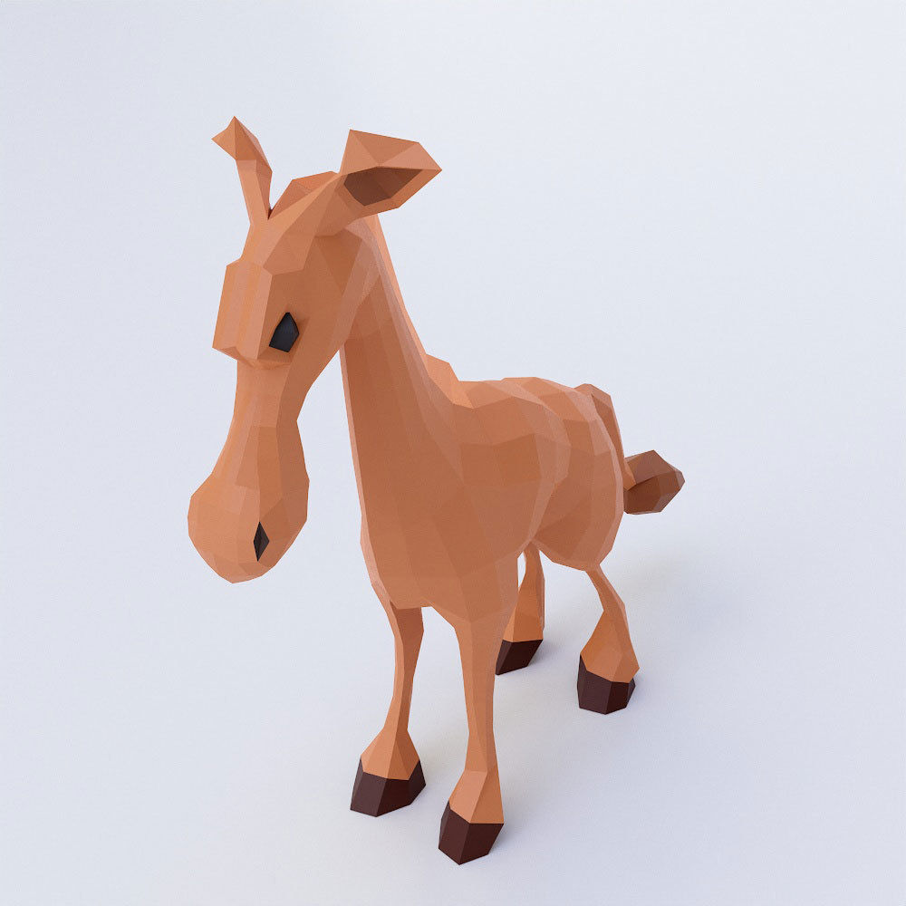 Horse cartoon 3d model  Low-poly 3D model_1