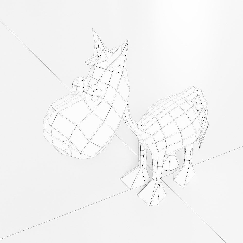 Horse toon 3d model Low-poly 3D model_3
