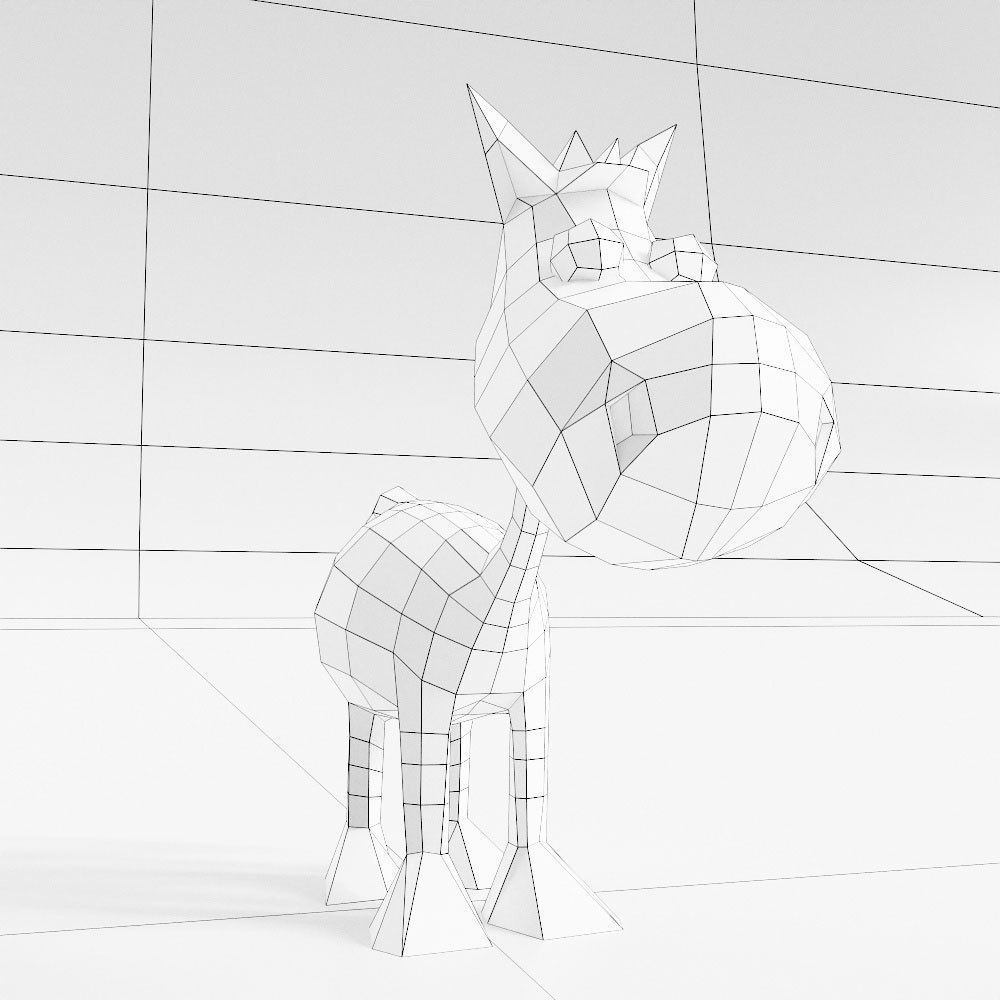 Horse toon 3d model Low-poly 3D model_5
