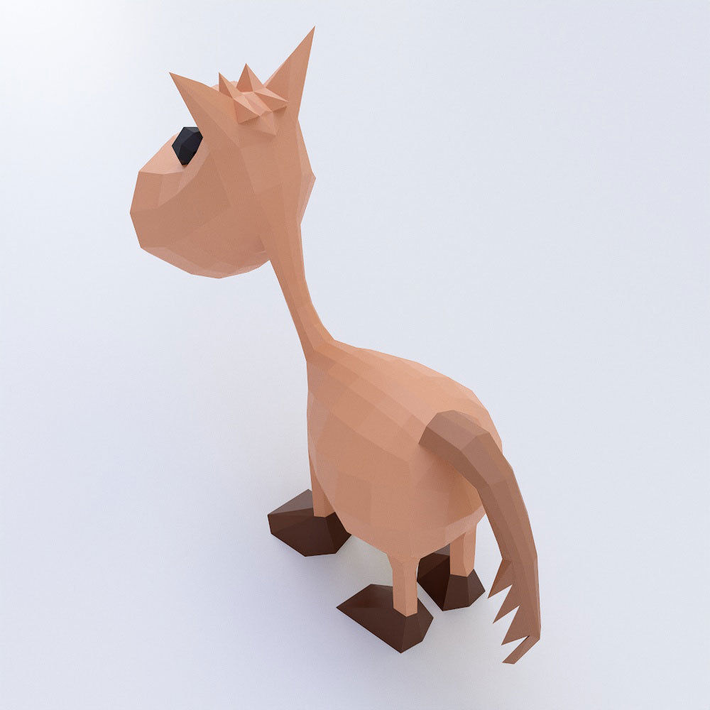 Horse toon 3d model Low-poly 3D model_2