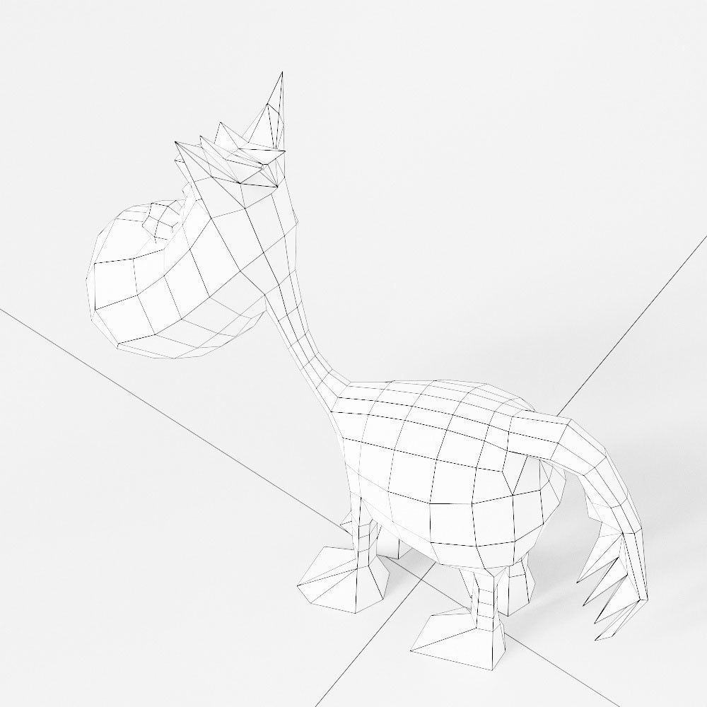 Horse toon 3d model Low-poly 3D model_4