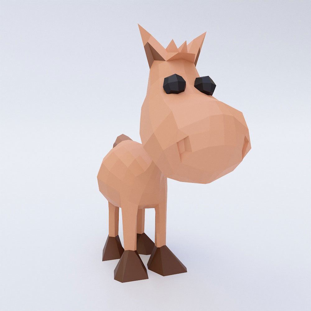 Horse toon 3d model Low-poly 3D model_1