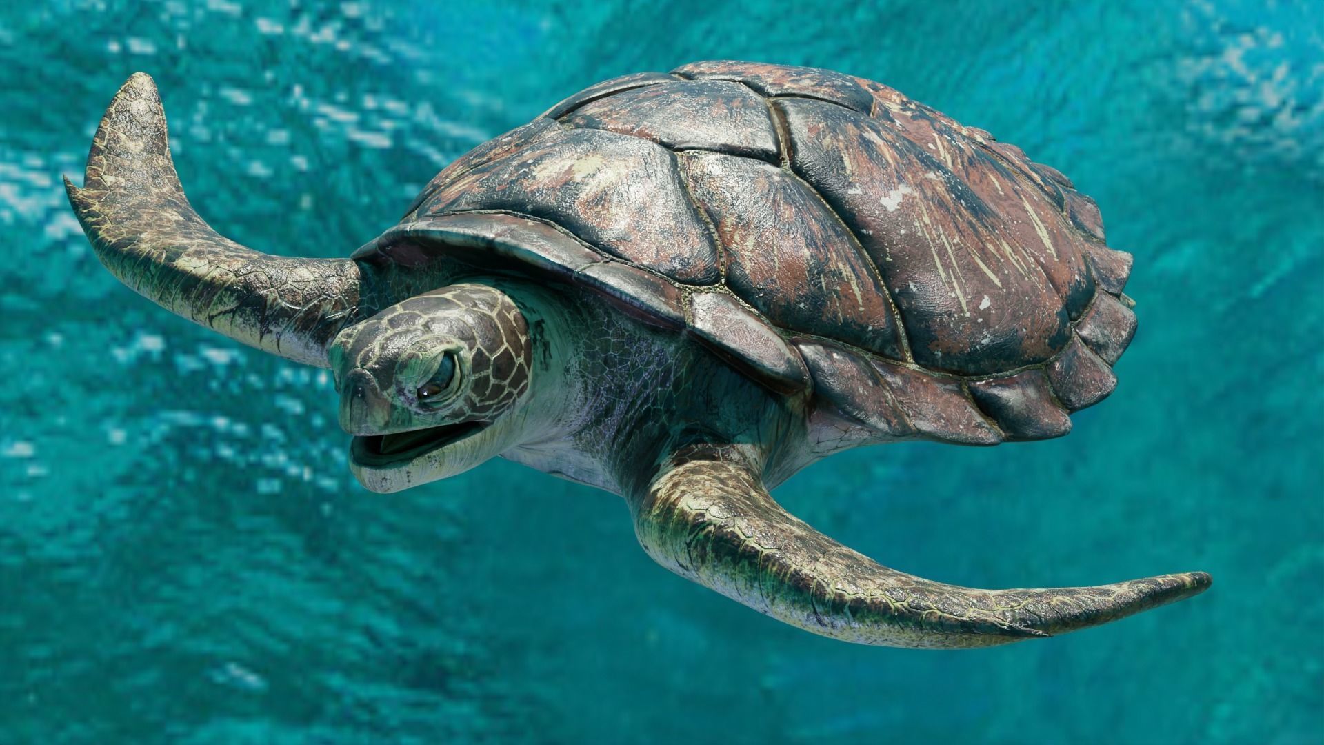 Sea Turtle Animated Low-poly 3D model_4