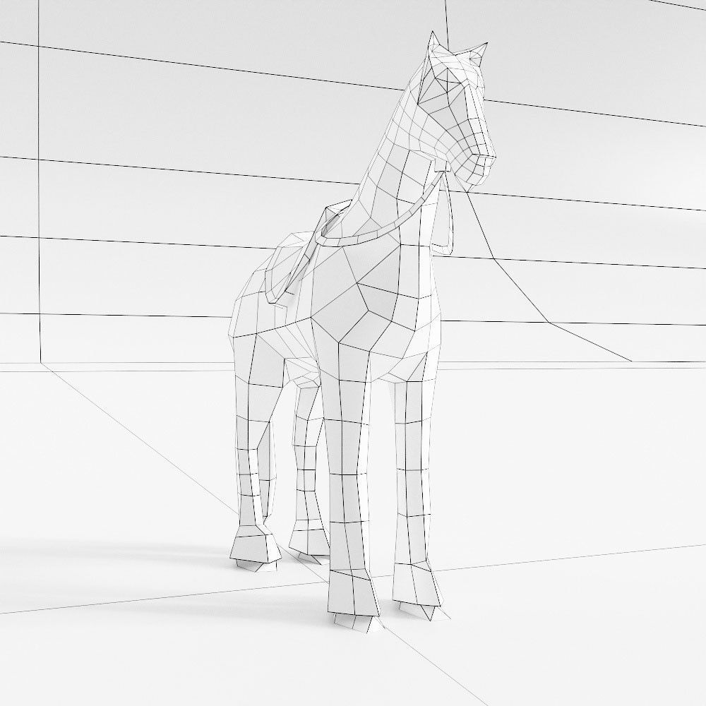 Horse low poly 3d model with saddle Low-poly 3D model_5