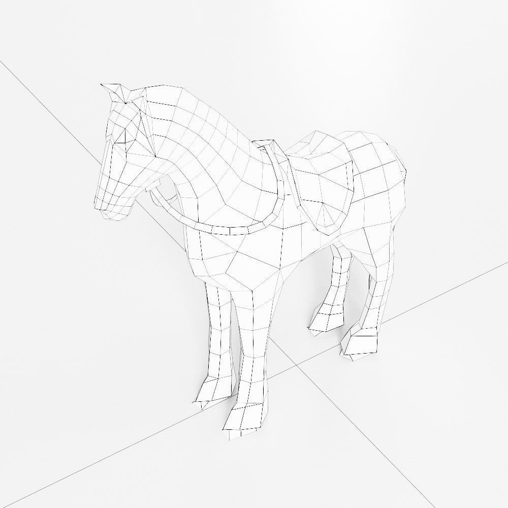 Horse low poly 3d model with saddle Low-poly 3D model_3