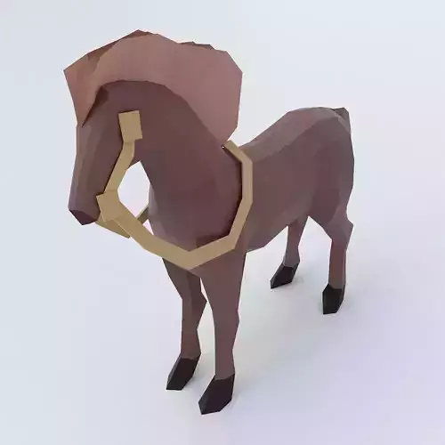 Horse 3d model polygonal Low-poly 3D model