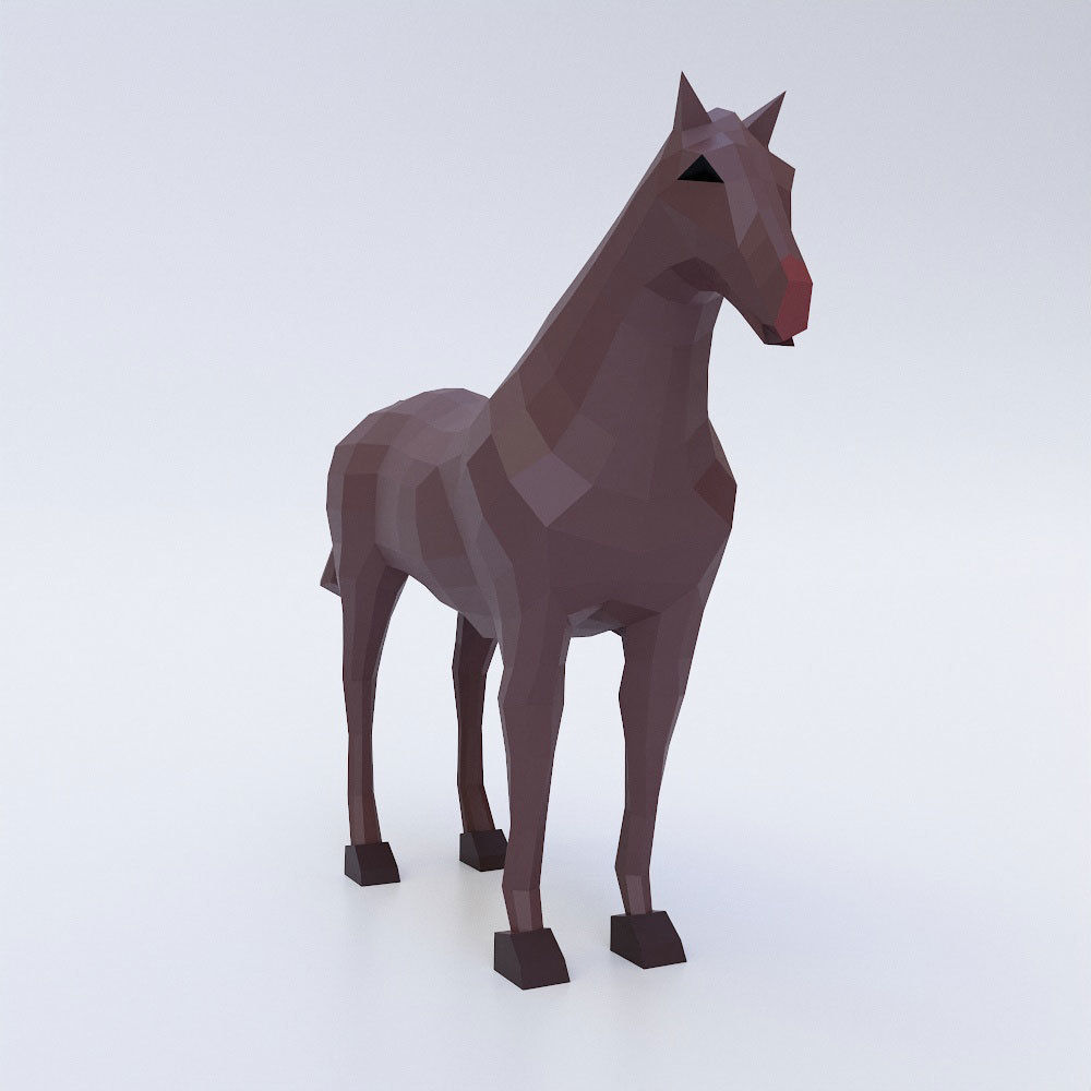 Horse cartoon 3d model  Low-poly 3D model_1