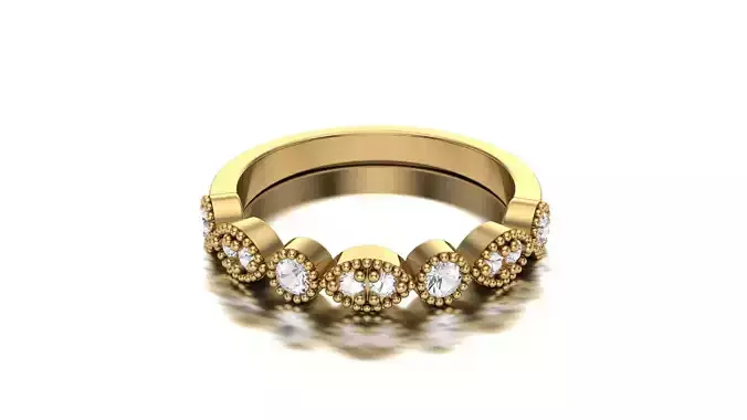 Women Engagement Band Ring STL 3D Model for Jewelry Design