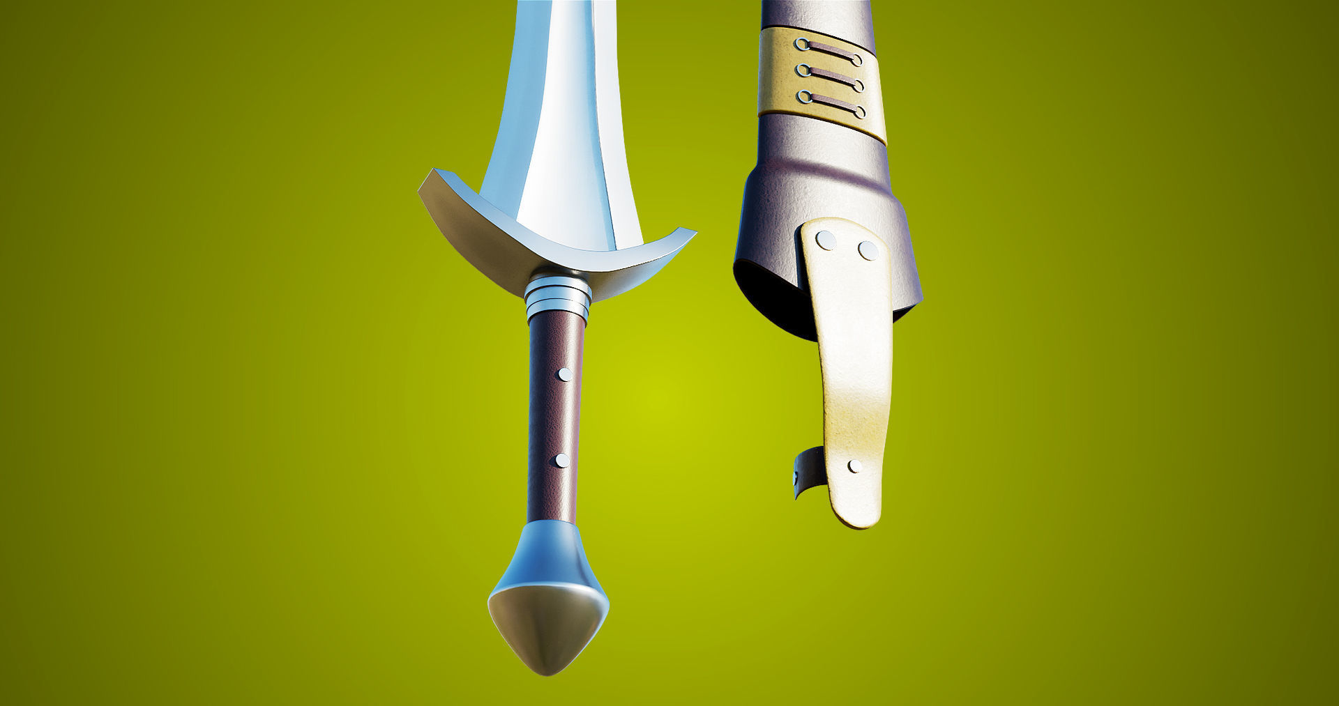 Sword 08 Game-Ready PBR Unity UE Arnold V-Ray Textures Included Low-poly 3D model_20