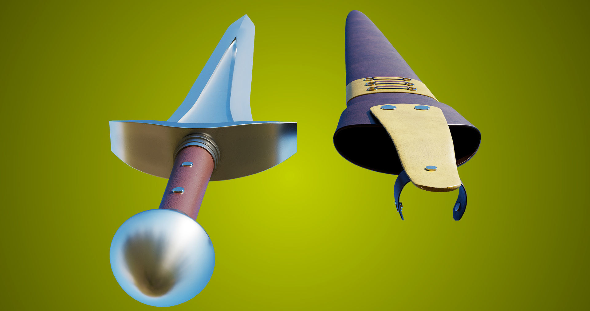 Sword 08 Game-Ready PBR Unity UE Arnold V-Ray Textures Included Low-poly 3D model_23