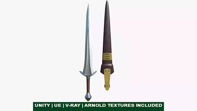 Sword 08 Game-Ready PBR Unity UE Arnold V-Ray Textures Included