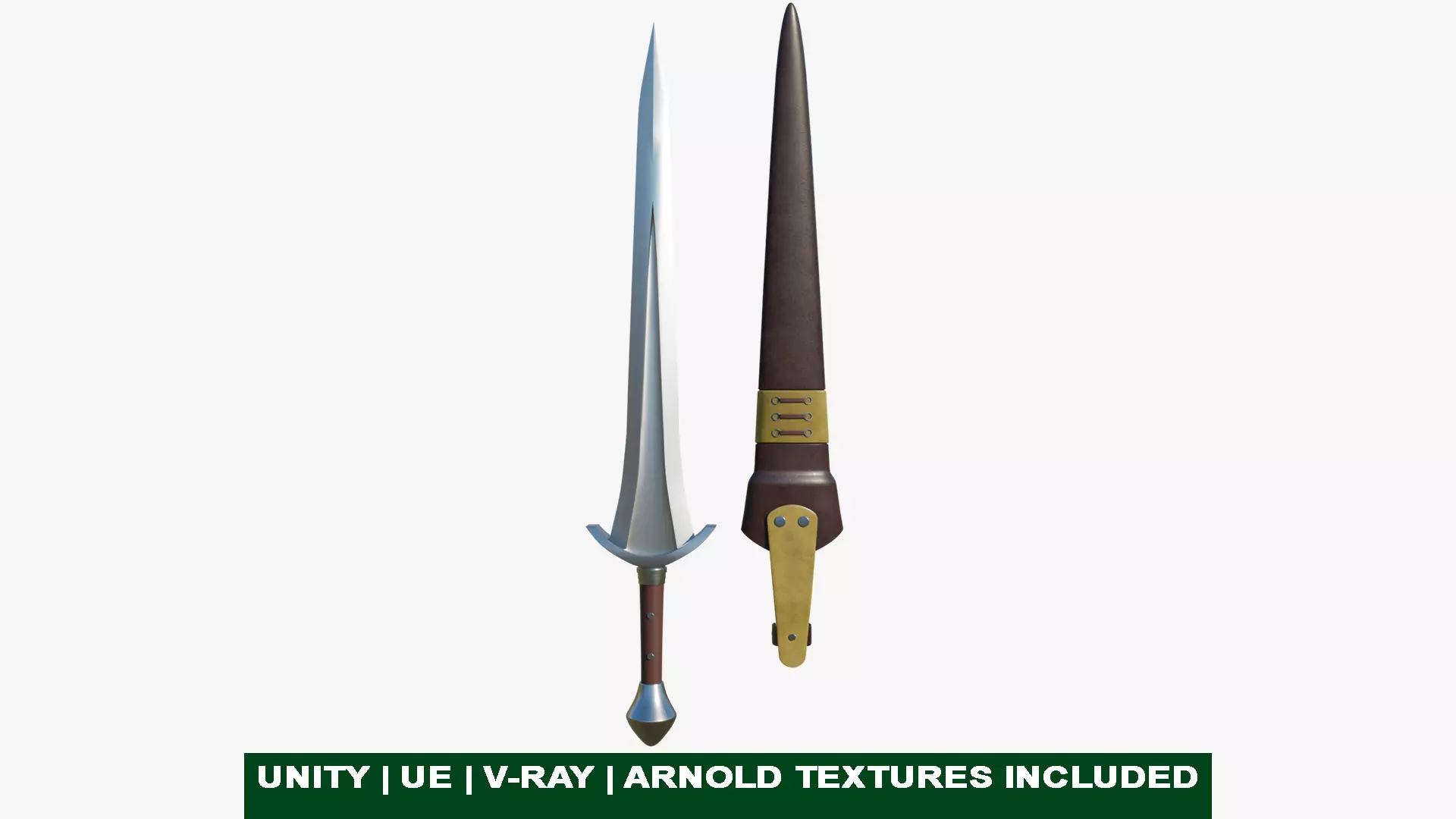 Sword 08 Game-Ready PBR Unity UE Arnold V-Ray Textures Included Low-poly 3D model_0