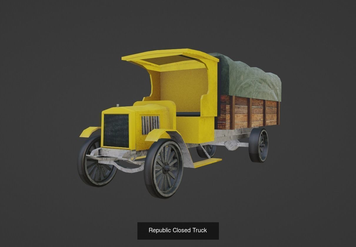 Low-poly Vintage Vehicles Pack 3D Model Collection_10