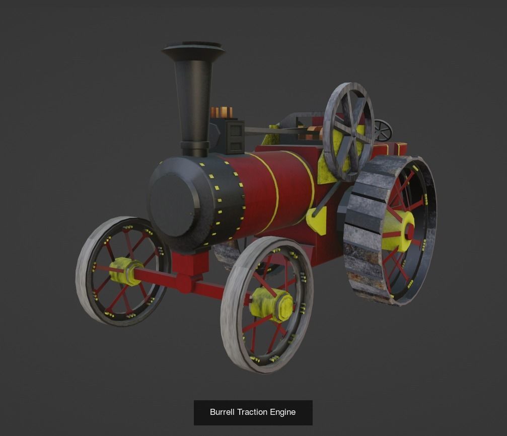 Low-poly Vintage Vehicles Pack 3D Model Collection_1