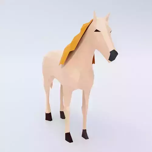 Horse 3d model polygonal Low-poly 3D model