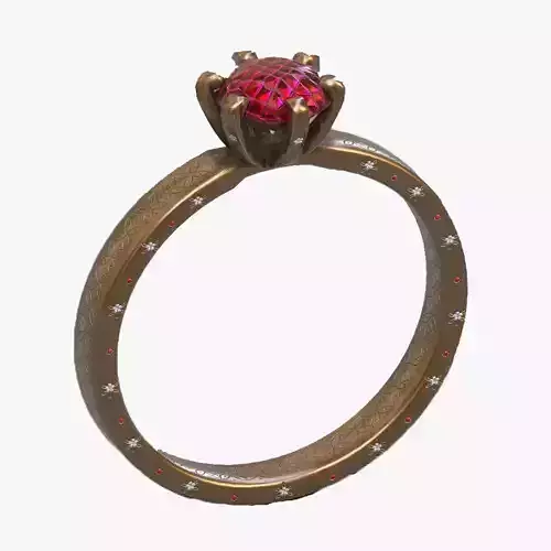 Ring 3d Model with ruby stone no Low-poly 3D model