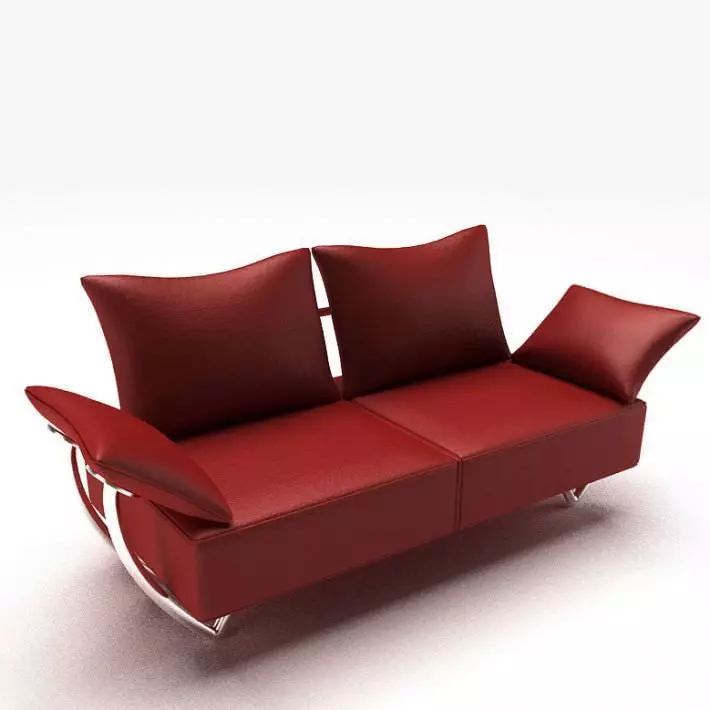 Modern Red Couch 3D model_0
