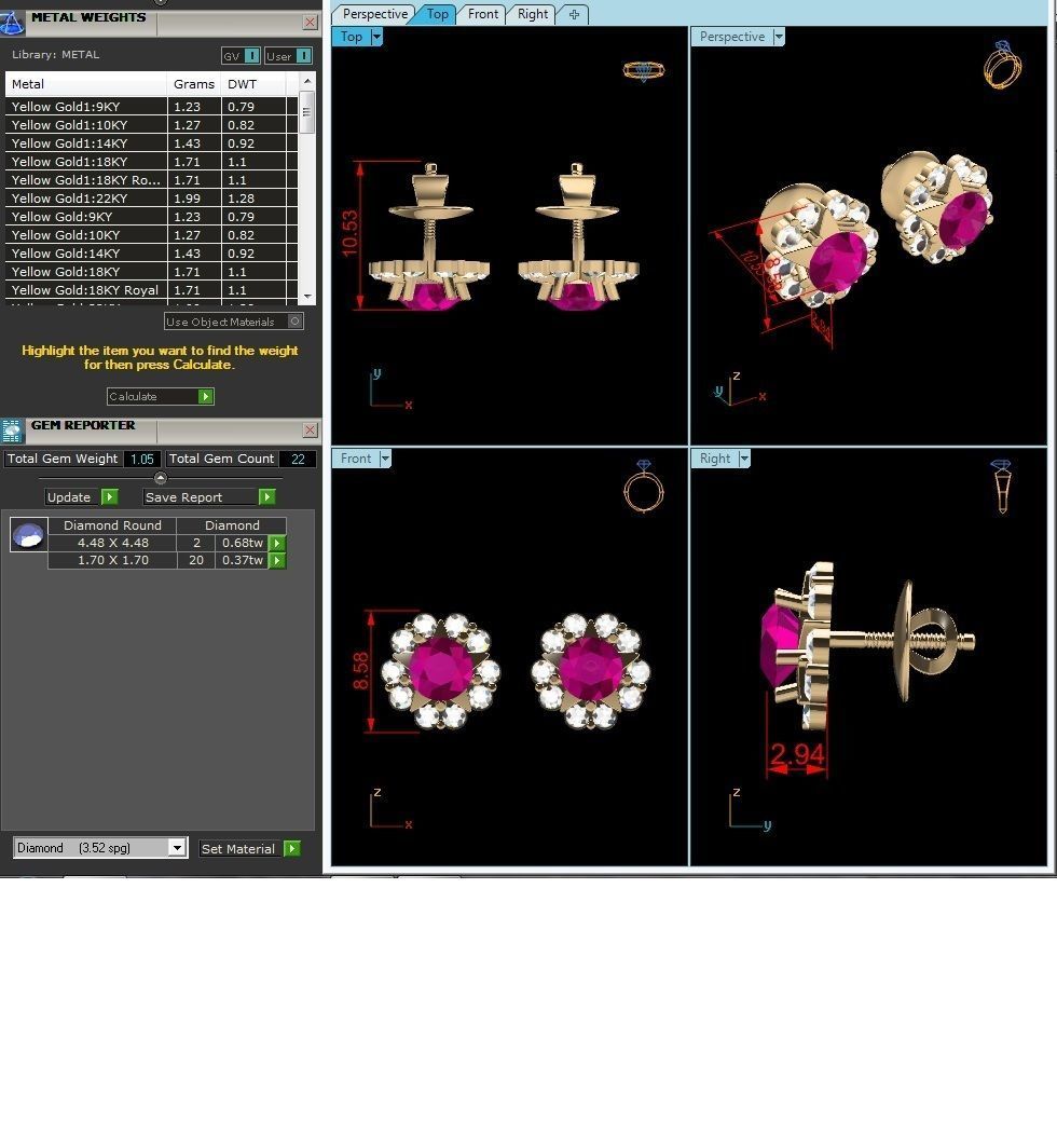 Women Daimond Earring 3dm stl obj fbx Render Details 3D print model_6