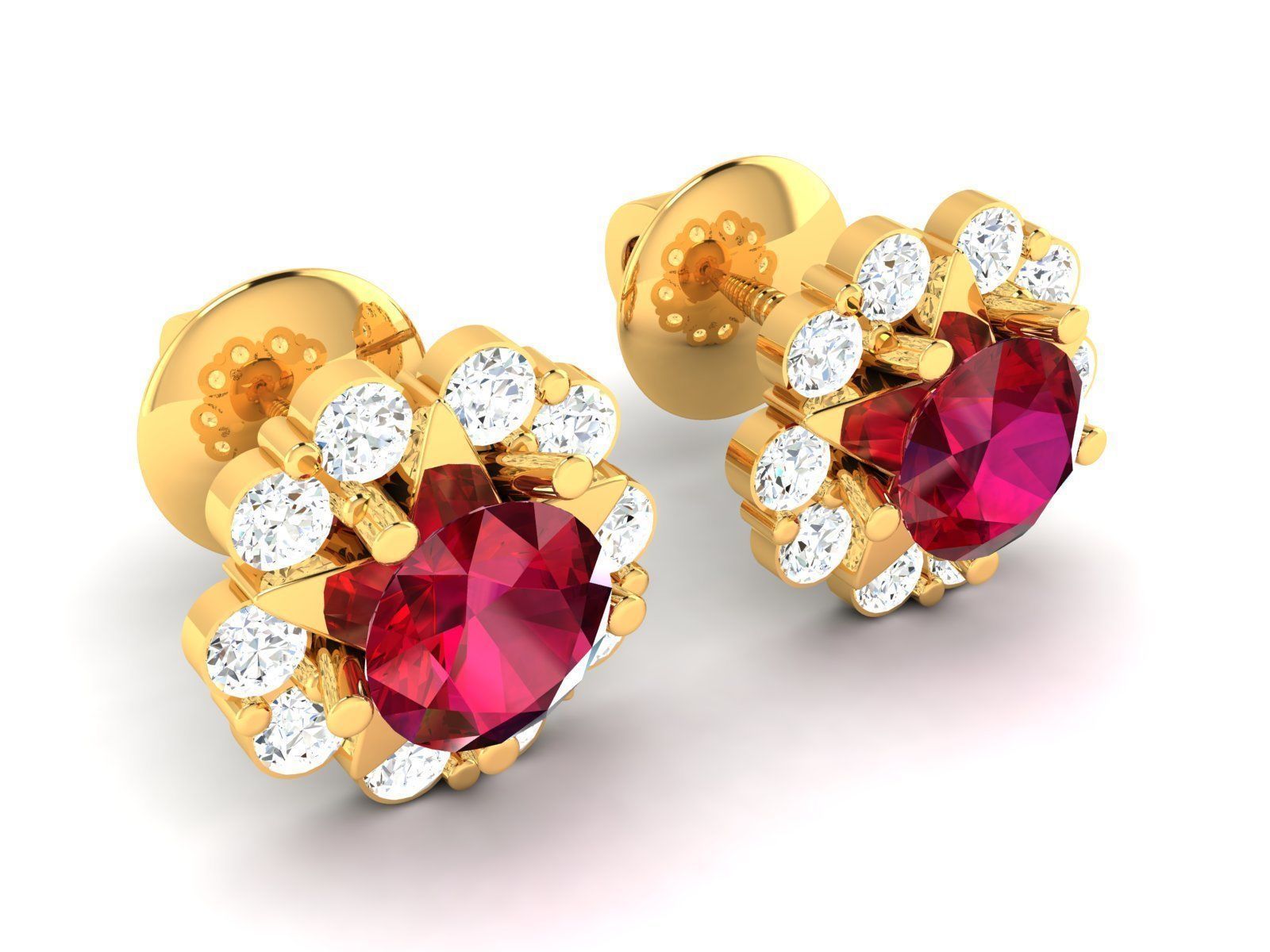 Women Daimond Earring 3dm stl obj fbx Render Details 3D print model_3